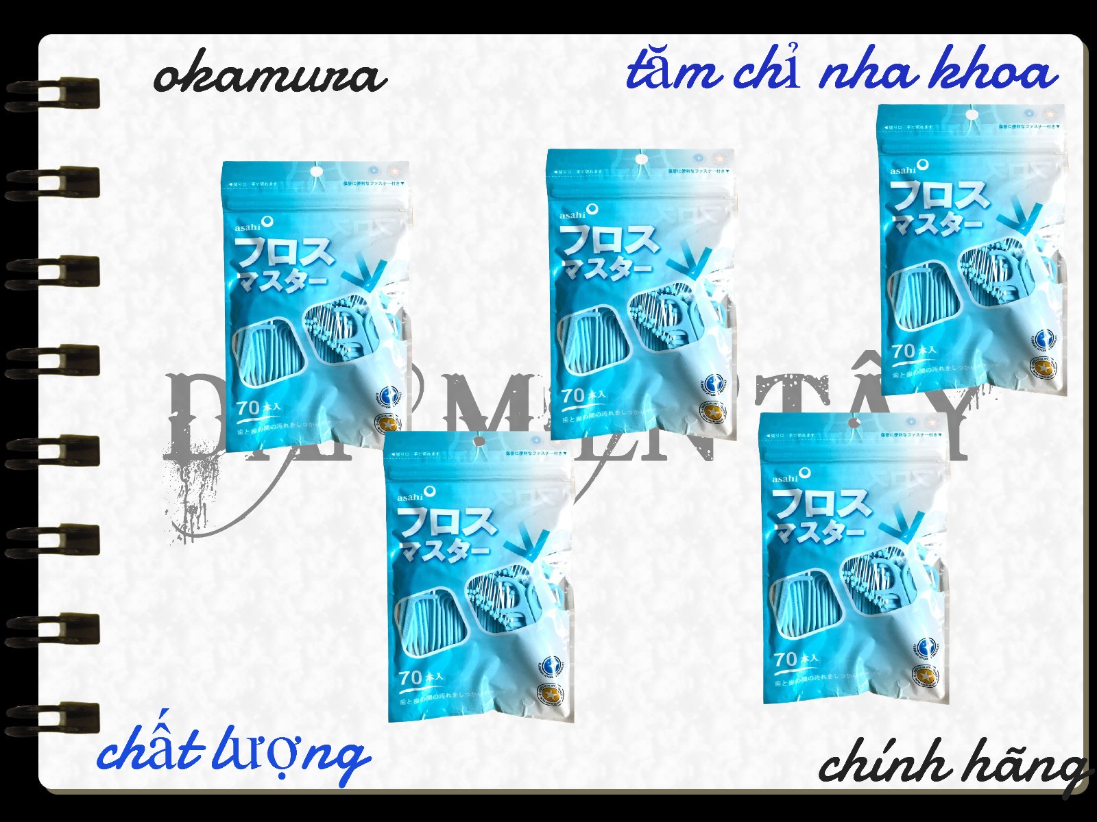Combo 5 gói Tăm chỉ nha khoa Asahi chất lượng Nhật Bản Okamura