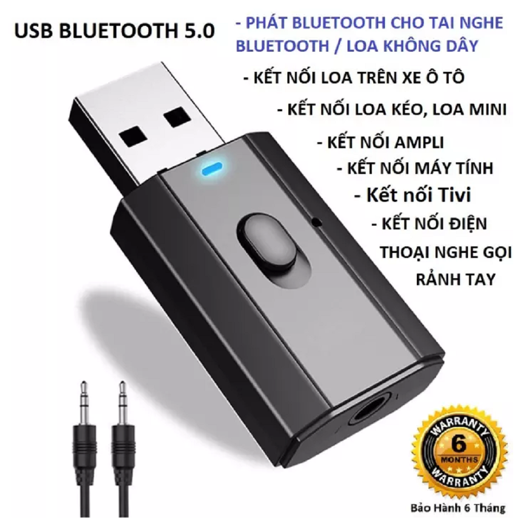Thiết bị thu phát âm thanh Usb bluetooth 5.0 đa chức năng jack cắm 3.5mm cho loa