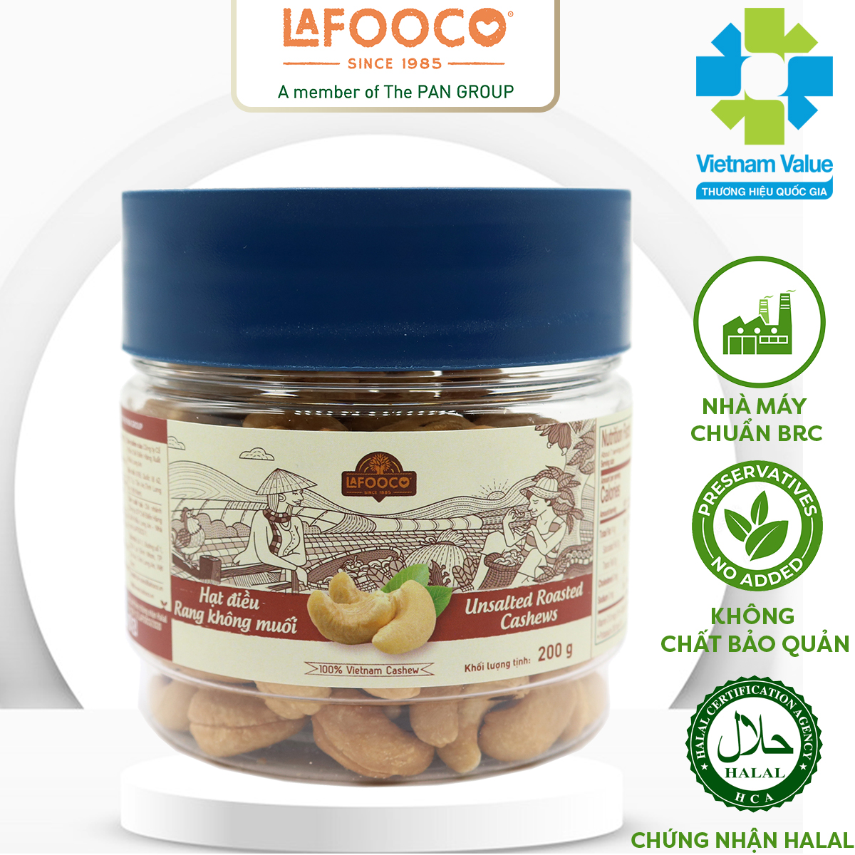 Hạt điều lafooco rang không muối hủ 200g