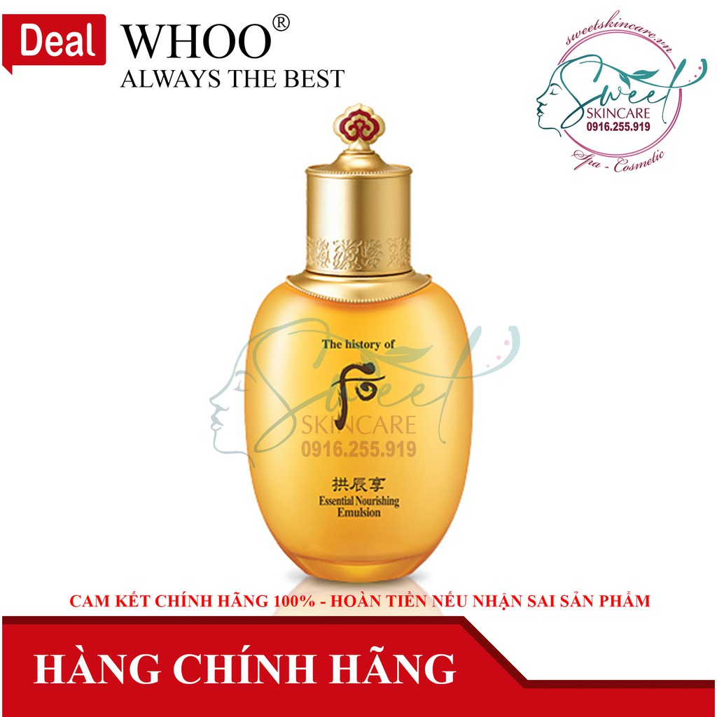 Sữa dưỡng cấp ẩm nâng cơ trẻ hóa da whoo vàng Whoo Gongjinhyang Essential Nourishing Emulsion 130ml
