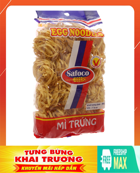 Mì trứng sợi dẹp Safoco gói 500g