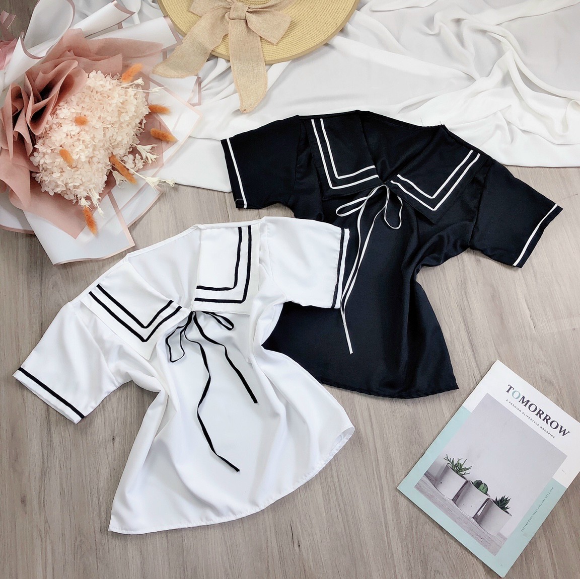 ÁO SƠ MI THỦY THỦ TAY NGẮN VIỀN NỮ TÍNH- HÀNG ĐẸP HIẾM CÓ TU