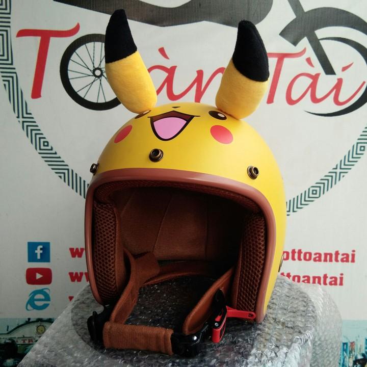 Mũ bảo hiểm 3/4 Pikachu hàng cao cấp ảnh thật