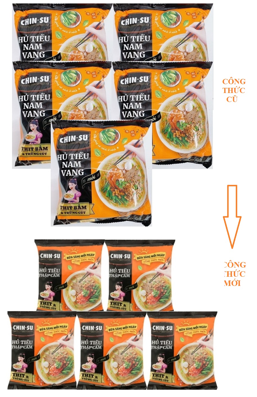 CẦN 154.000 Đ/COMBO = 5 gói HỦ TIẾU NAM VANGTHẬP CẨM ĂN LIỀN CHINSU - CÓ THỊT VÀ TRỨNG CÚT THẬT THƠM NGON VÀ CỰC TIỆN LỢI CHO BỮA SÁNG ĐỦ ĐẦY, CẢ NGÀY HẠNH PHÚC !!!!!!!