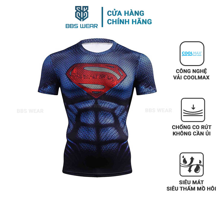 Áo Thể Thao Nam Siêu Anh Hùng AO02 - Áo Thun Tập GYM Nam Nữ Ôm Body BBS WEAR