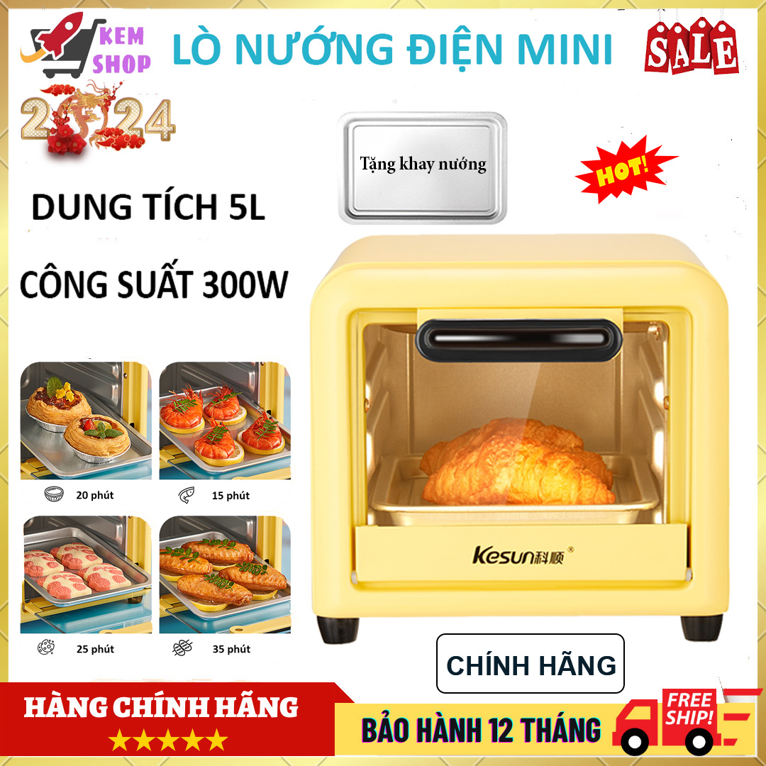 Lò nướng điện mini đa năng KESUN 5L Lò nướng điện nhỏ gọn Công suất 300w nướng vịt gà thịt đa năng truyền nhiệt nhanh chế độ hẹn giờ linh hoạt lò nướng mini bếp nướng điện