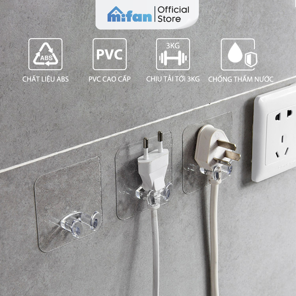 Combo 10 Móc Dán Tường Giá Đỡ Điện Thoại, Kẹp Dây Điện, Treo Phích Cắm, Cáp Sạc Đa Năng Siêu Chắc MIFAN 2021 - Nhựa PVC Cao Cấp
