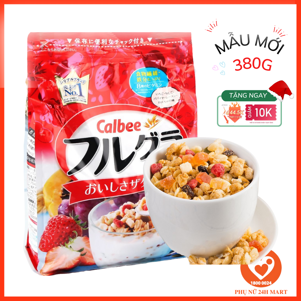 Ngũ cốc Calbee Nhật Bản Ăn Kiêng Giảm Cân mix sữa chua trái cây dùng ăn