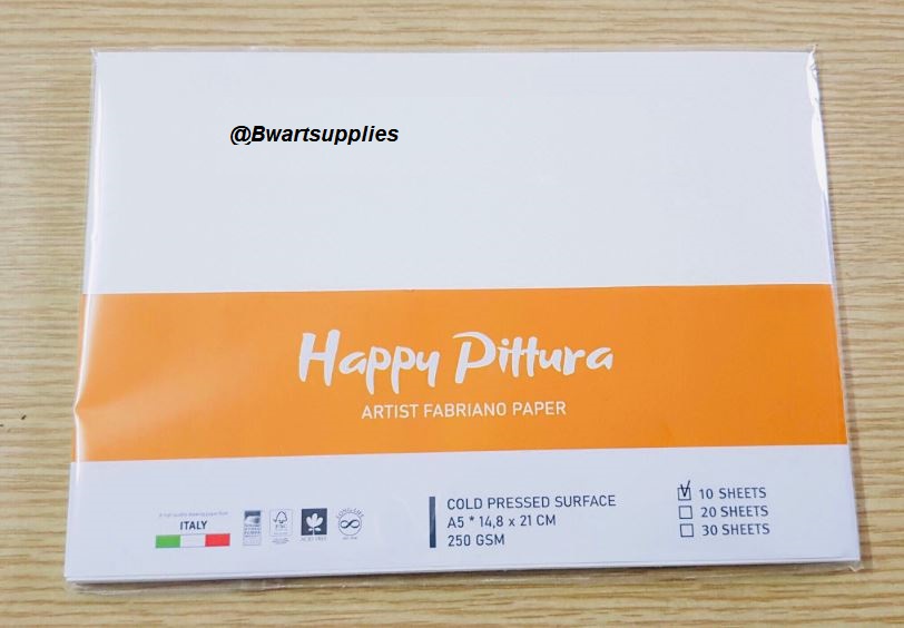 Giấy vẽ màu nước Happy Pittura 250gsm, 1 xấp 10 tờ, A5 hoặc A4