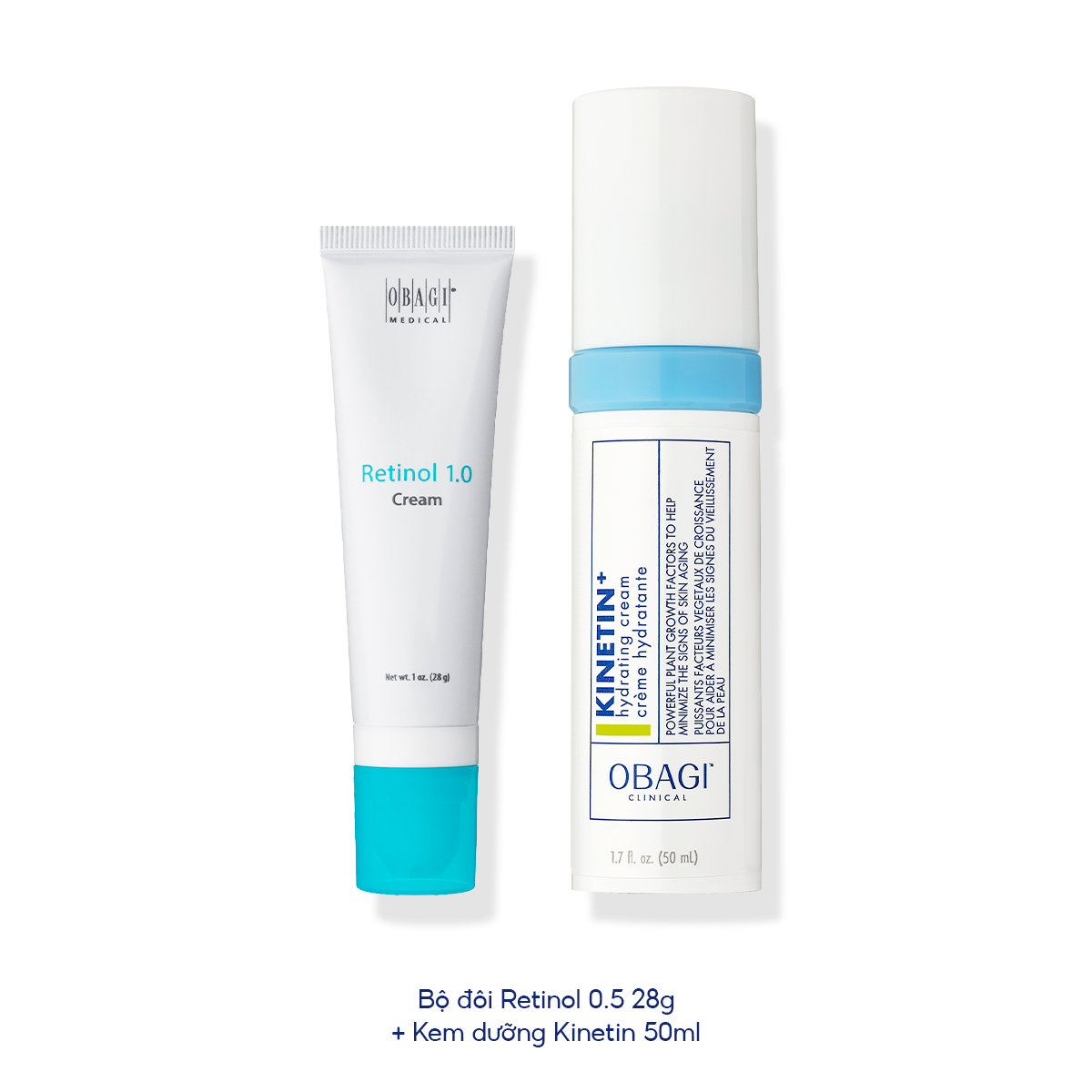 Bộ đôi trẻ hoá: kem dưỡng obagi 360 retinol 1.0 28g & kem phục hồi obagi kinetin+ hydrating cream 50ml