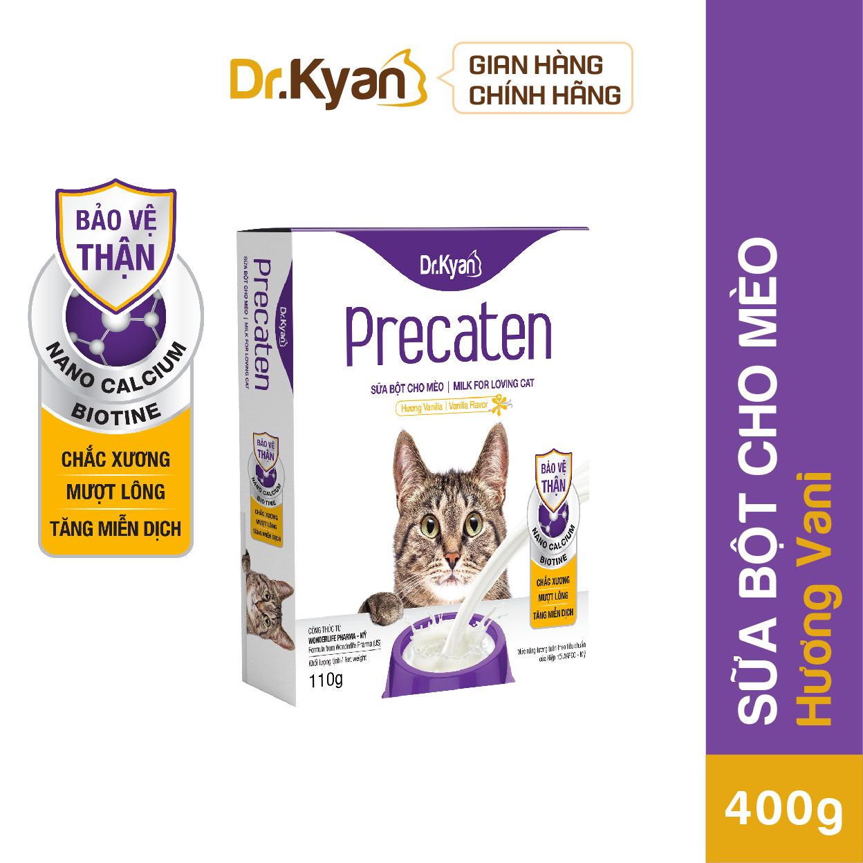 Dr.kyan - sữa bột precaten cho mèo hộp 110g