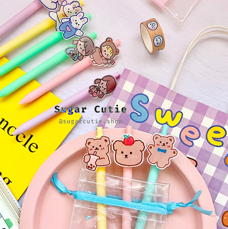 Bút bi bấm thân nhung nhiều màu Zanmoo Velvet Macaron Pen