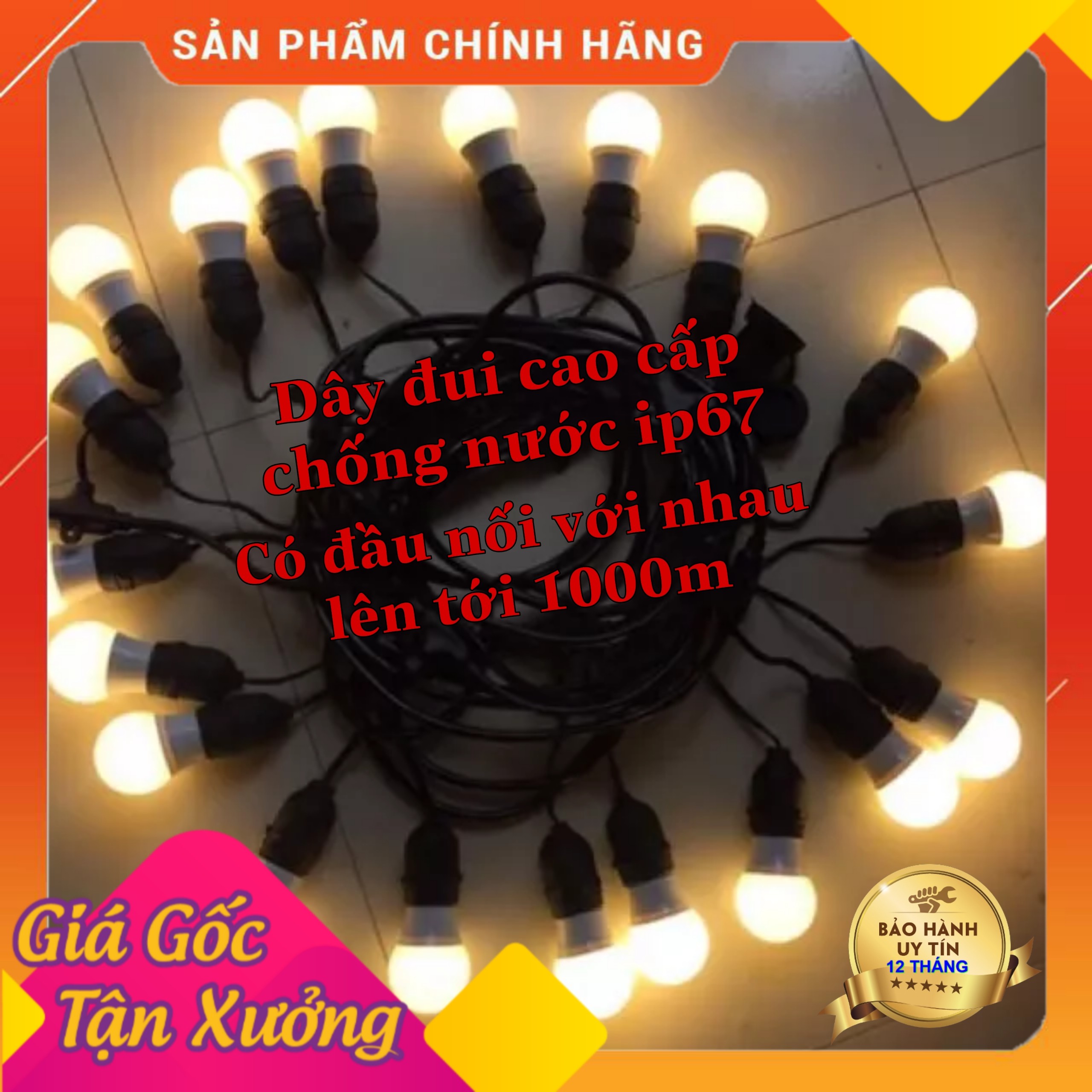 Dây Đèn 5M 10 bóng 10M 20 bóng Bóng led 3W Bóng led 5W Chống Nước Trang Trí Ngoài Trời Dùng Cho Nhà Hàng Sân Vườn