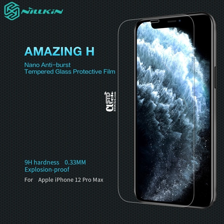 Miếng Dán Kính Cường Lực Nillkin Chống Vân Tay Cho iPhone 12 Pro Max, Dán Màn Hình iPhone, Miếng Dán iPhone