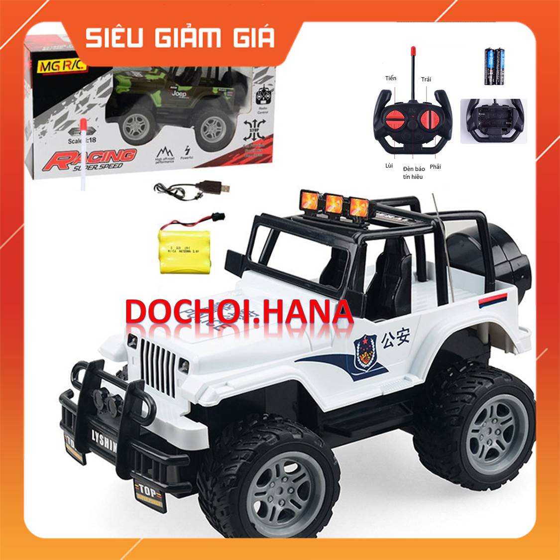 Xe điều khiển từ xa , tặng pin , điều khiển 4 chiều,kiểu dáng xe địa hình,có đèn nhấp nháy,bé luyện kỹ năng.