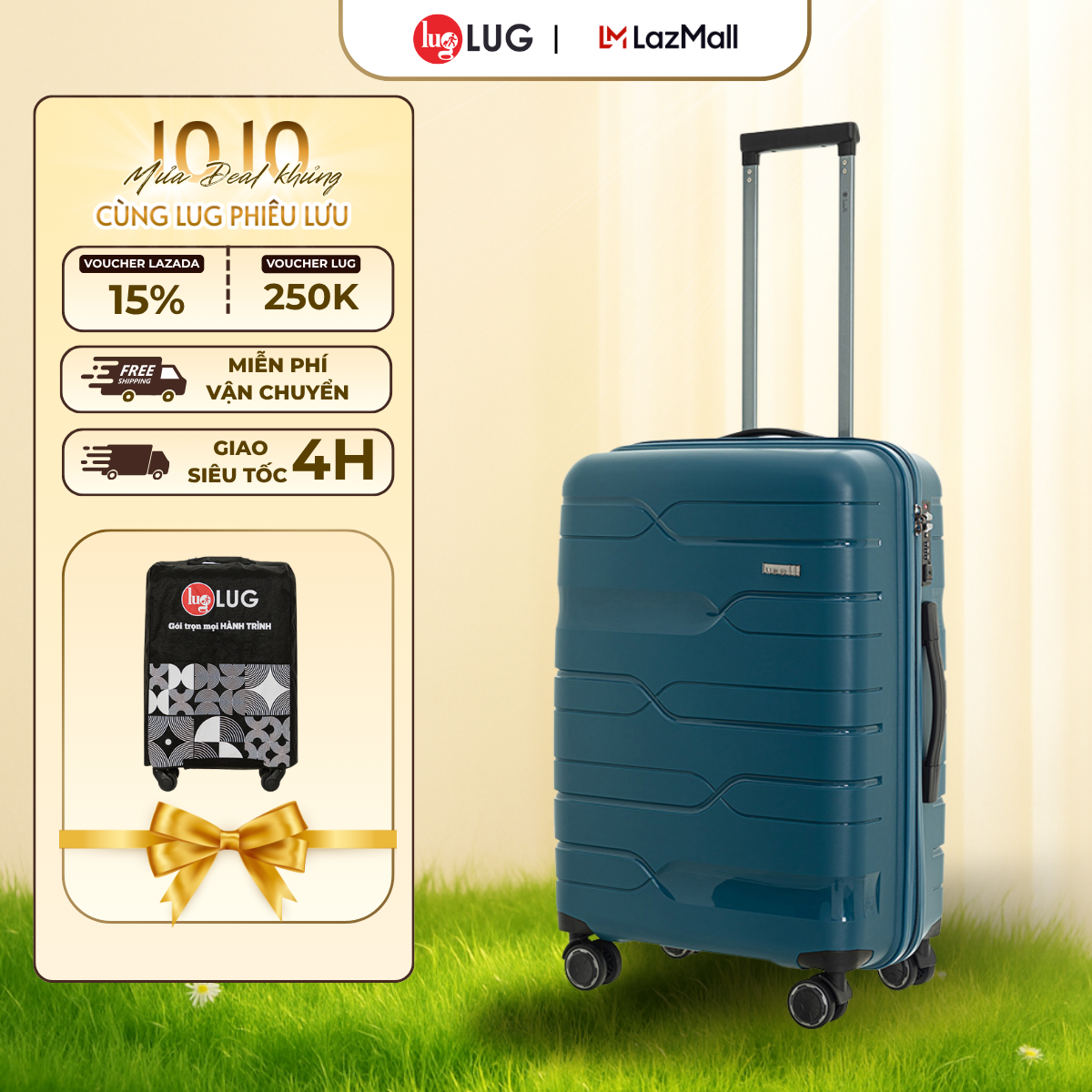 Vali Kéo LUG Lusetti Nolan Size 24 LS802 Nhựa PP Chống Bể vỡ, Hạn Chế Trầy Xước, Khóa Số TSA Bảo Mật Cao