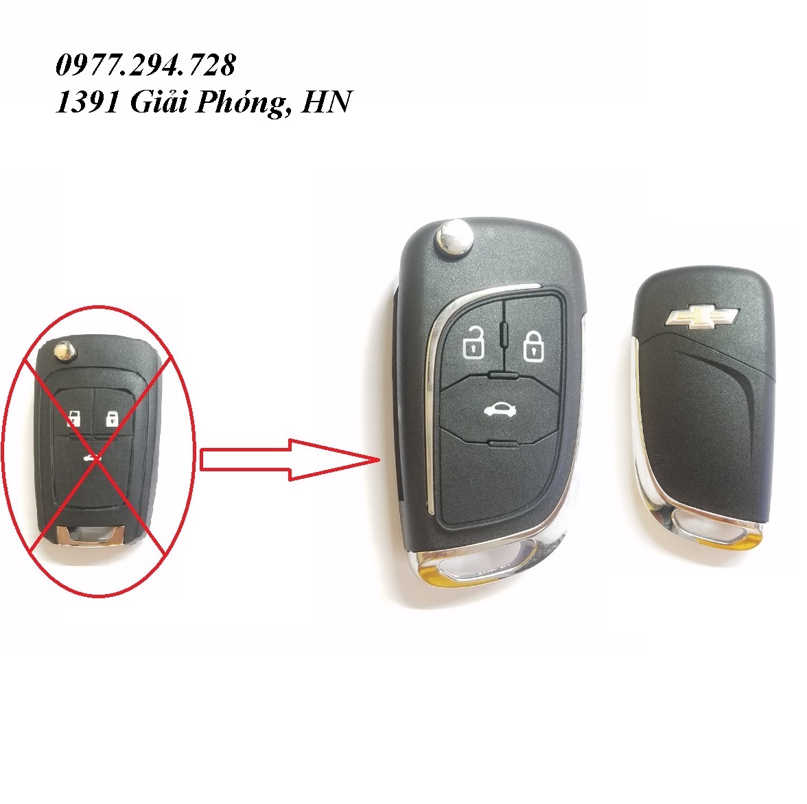 Vỏ chìa khóa Chevrolet Cruze, Colorado, Outlander, Lacetti phím cứng 3 nút