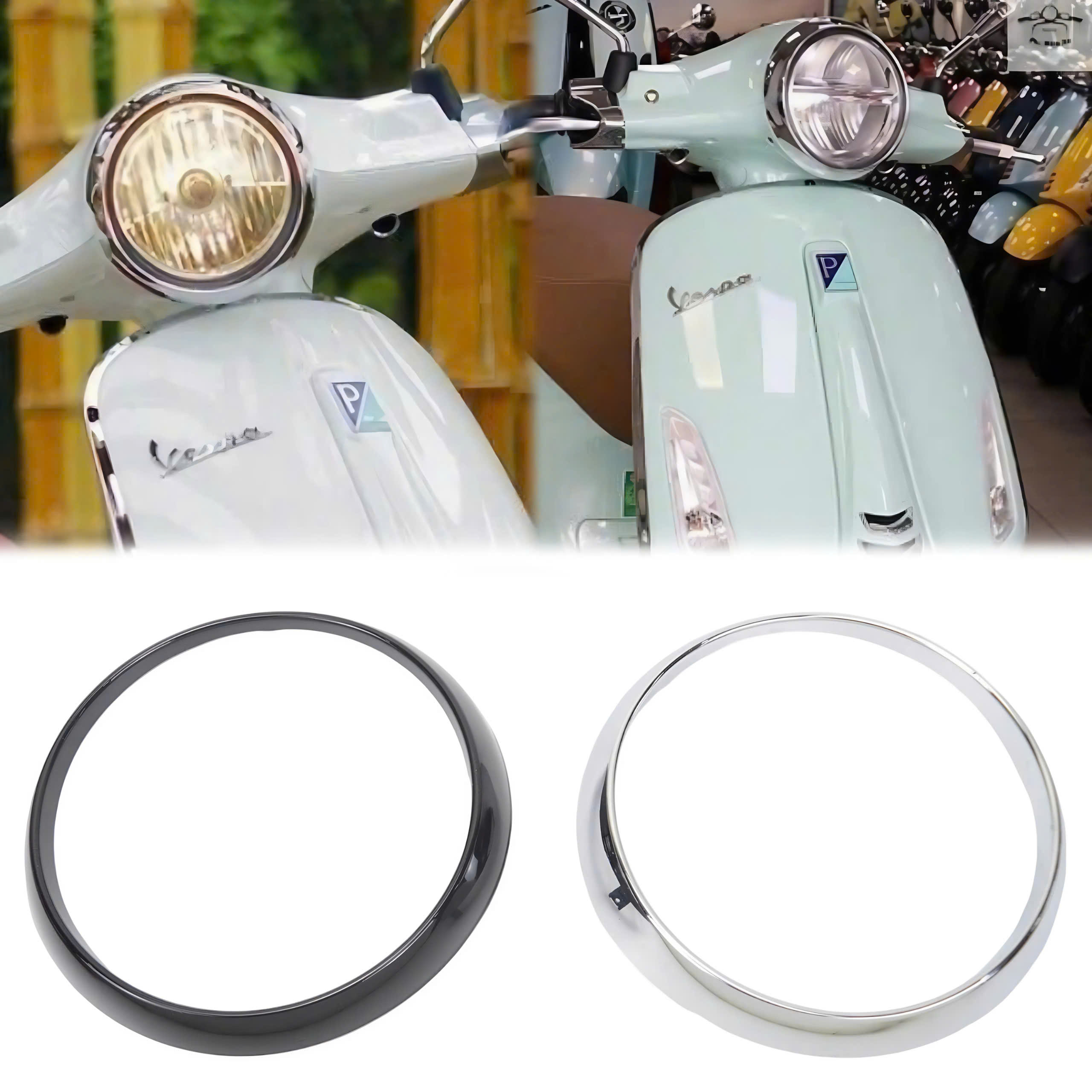 Viền Đèn Pha Siêu Chất Lượng Cho Các Dòng Vespa Primavera Đời Halogen Led 2 Tầng