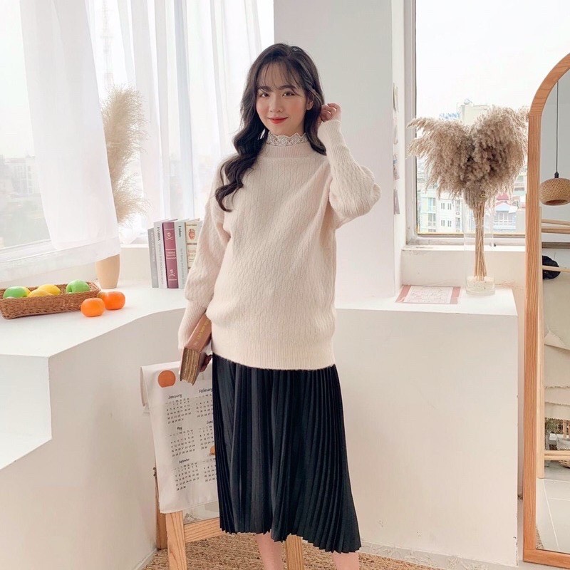 Chân váy xếp li bầu dáng dài sang trọng
