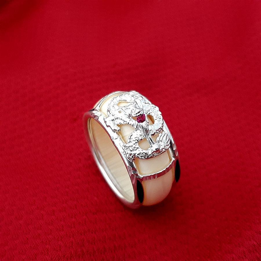 Nhẫn nam bản mo mặt hình con rồng đúc ngậm đá chất liệu bạc thật không xi mạ , nhẫn nam phong cách độc lạ - LMNNA6