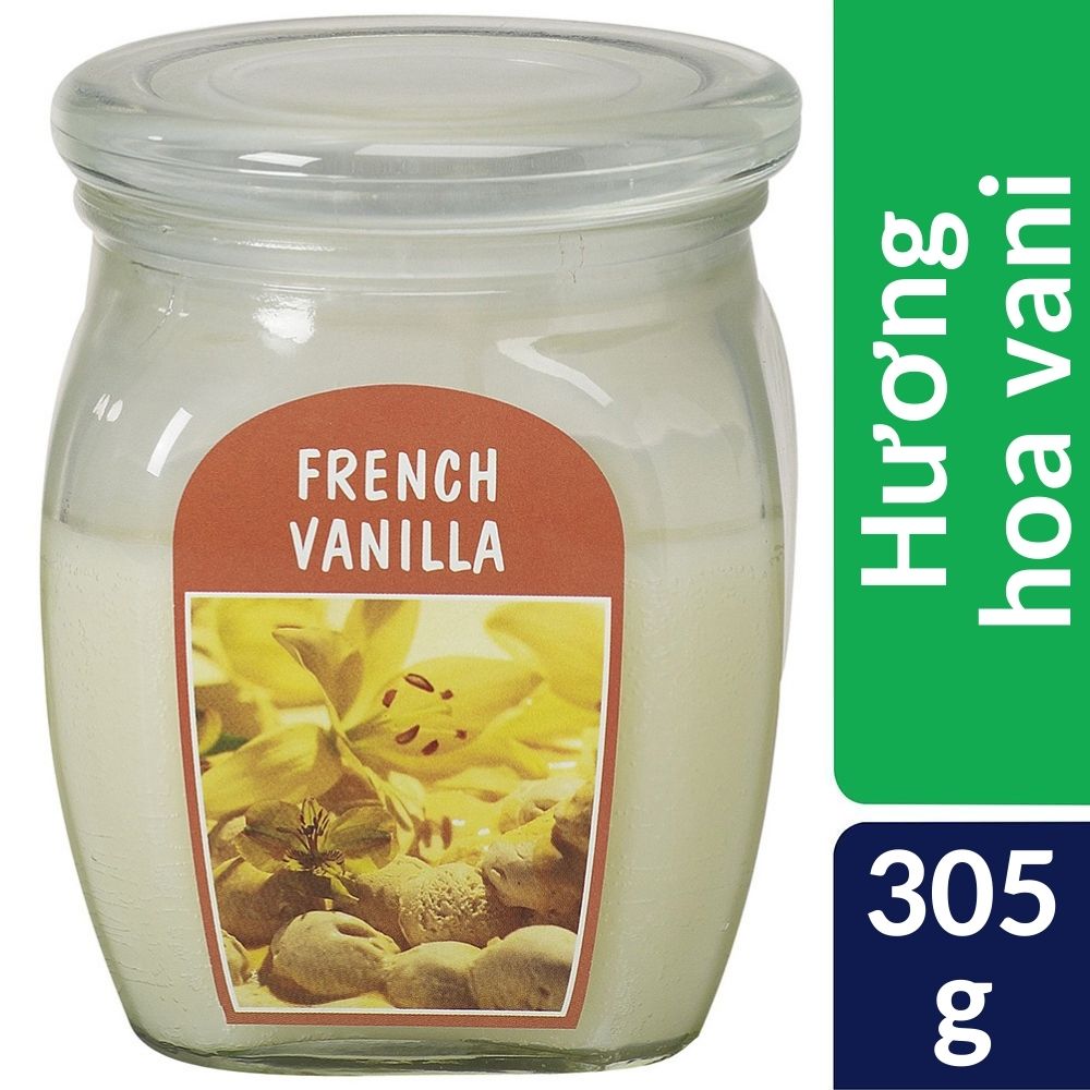 Hũ nến thơm khử mùi Bolsius French Vanilla 305g QT024364 - hương hoa vani, nến thơm phòng, thư giãn, không khói, hàng nhập khẩu Châu Âu