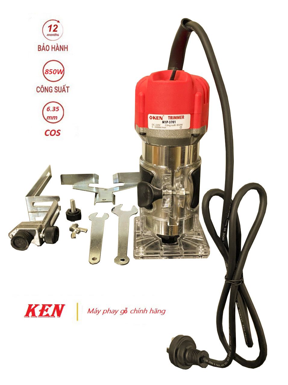 Máy phay gỗ, máy soi gỗ, soi alu chính hãng KEN công suất 850w,