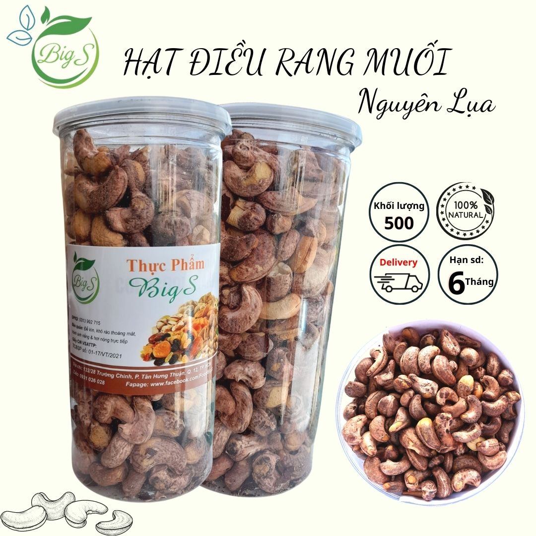 Hạt điều rang muối nguyên lụa 500G Hạt Nhỏ