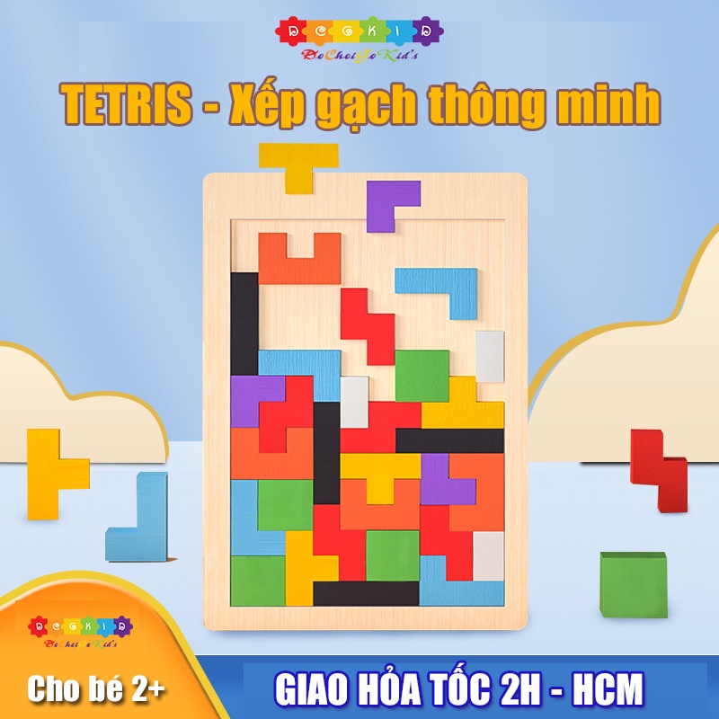 [HOÀN TIỀN 6%]Đồ Chơi Giáo Dục Bảng Xếp Khối Hình Tetris Phát Triển Tư Duy Sáng Tạo Cho Bé, Đồ chơi gỗ G-Kids