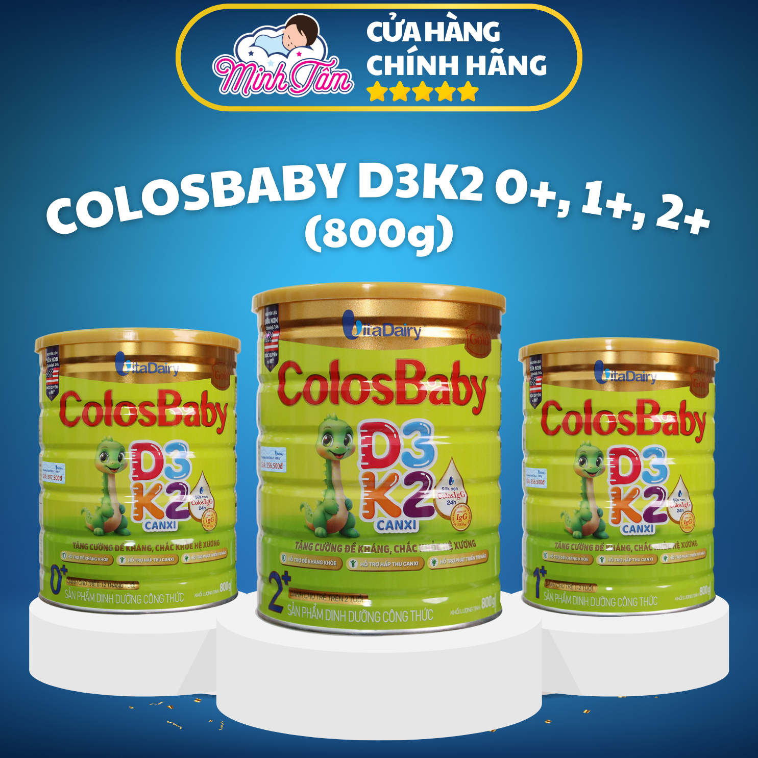 Sữa bột Colosbaby D3K2 số 0+, 1+, 2+ (800g) - Bổ sung D3K2