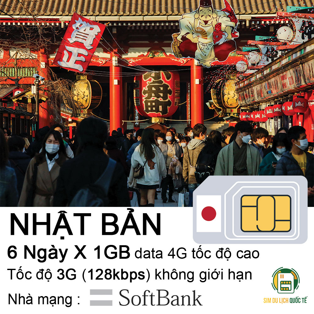 Freeship - chưa kích hoạt. sim data du lịch 4g nhật bản 6 ngày - mỗi ngày 1gb tốc độ cao.