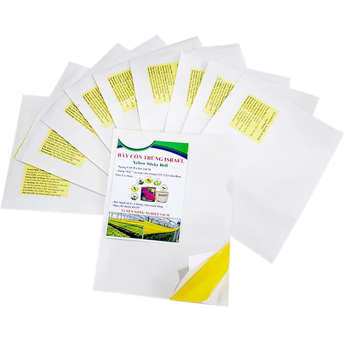 [HCM]Miếng Dính Vàng Bẫy Côn Trùng Israel (Set 20 miếng 2 mặt keo kích thước 18cm x 22cm) - Sticky Yellow Roll dùng bẫy các loại Côn Trùng Bay ngây hại rau sạch như  Ruồi Bọ Phấn Bọ Trĩ Bướm và côn trùng khác...