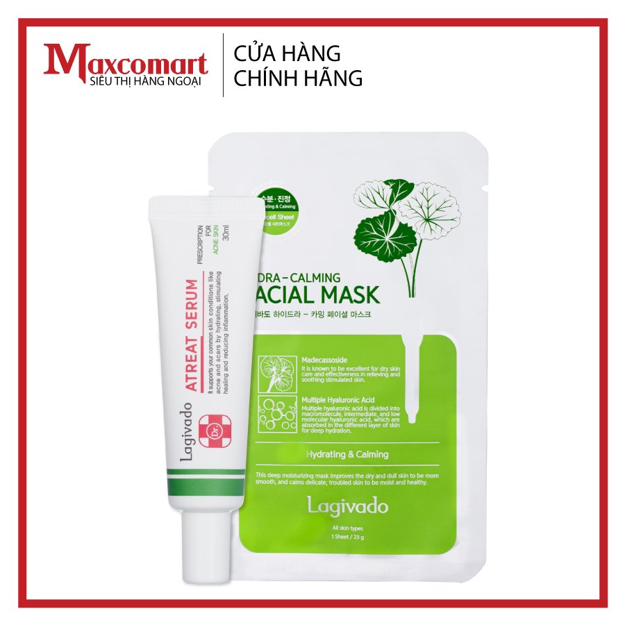 Tinh chất serum giảm mụn ngừa thâm Hàn Quốc Lagivado Dr. ATreat Serum 30 ml & 1 mặt nạ dưỡng da