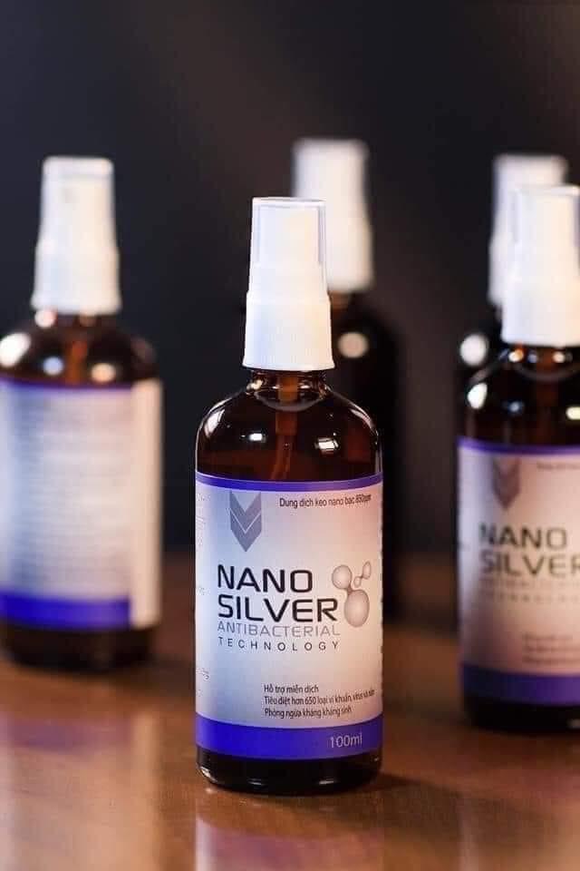Tinh chất nano bạc kháng khuẩn, nano silver 850ppm, chai dạng xịt 100ml