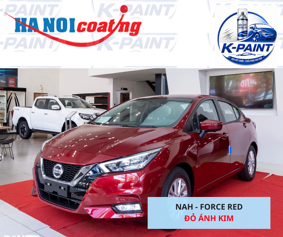 Sơn Xịt Xóa Vết Xước cho xe NISSAN ALMERA Màu ĐỎ ÁNH KIM code NAH - FORCE RED chính hãng K-PAINT