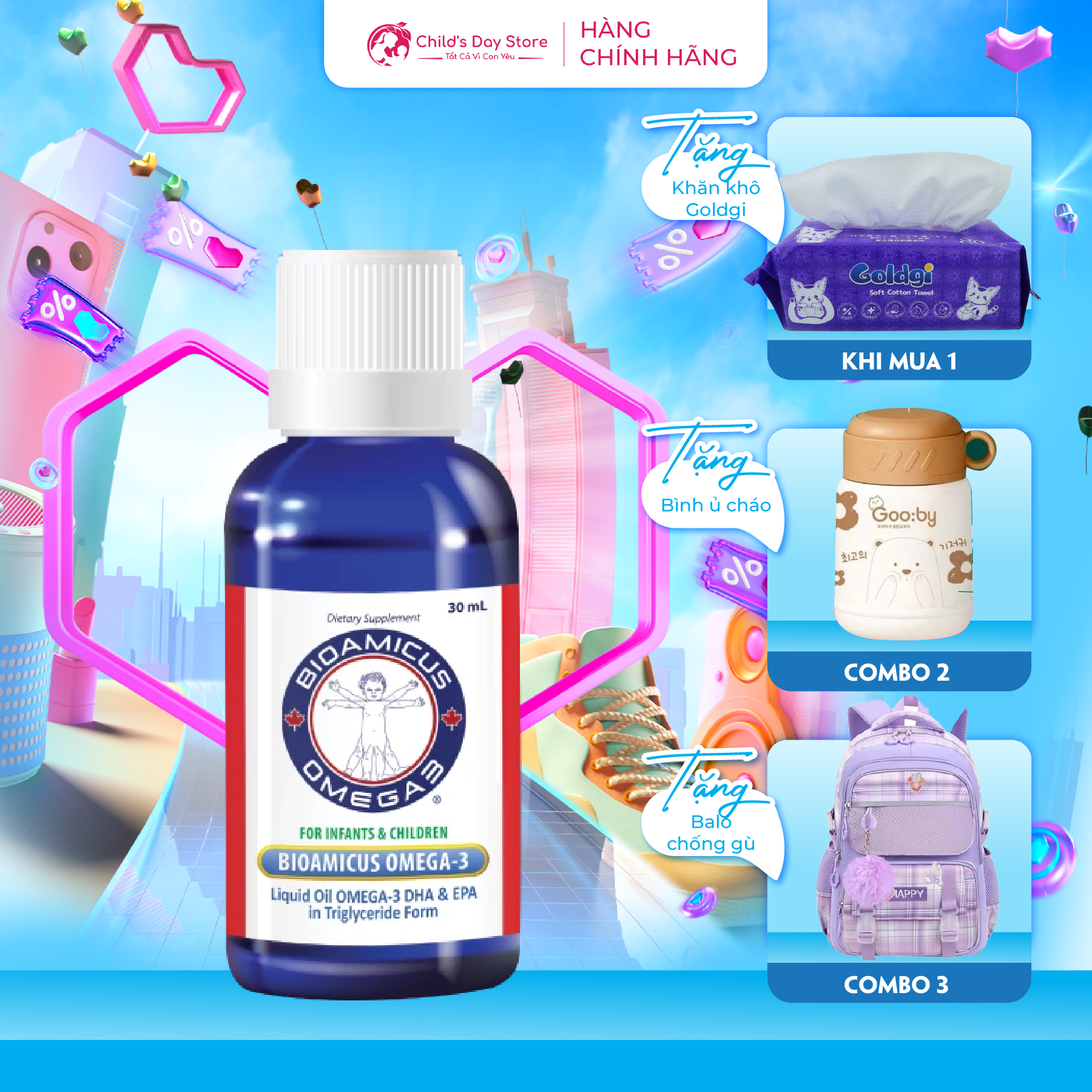 DHA BIOAMICUS OMEGA 3 – DHA không tanh, Vị thơm ngon, bổ sung DHA và Omega3. Childs day store