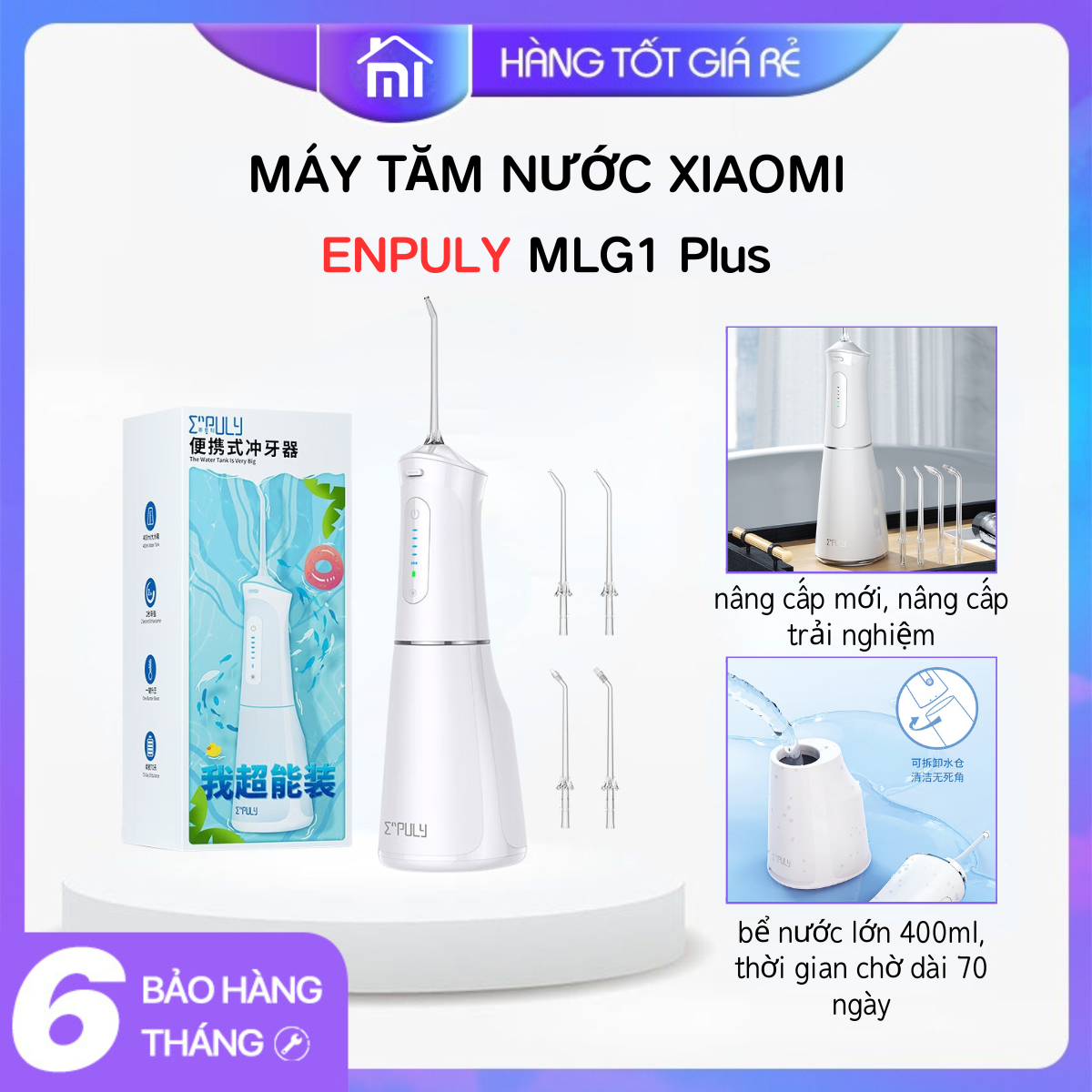 Xiaomi máy tăm nước enpuly mlg1 plus máy tăm nước nha khoa răng chống nước ipx7 máy tăm nước cầm tay 400ml máy - Mijia