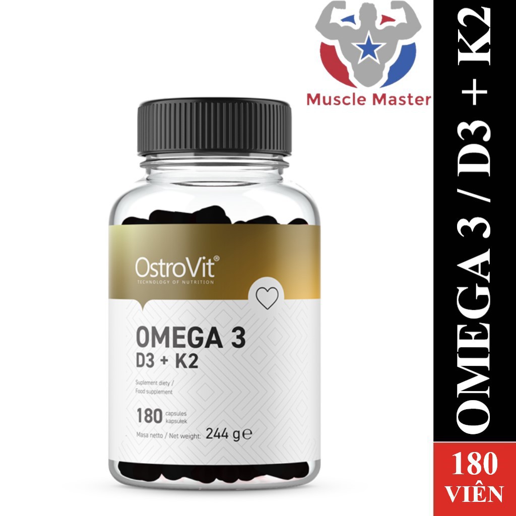 Viên dầu cá ostrovit omega 3 d3 + k2 - mọi dưỡng chất cho 1 cơ thể khỏe mạnh - 180 viên