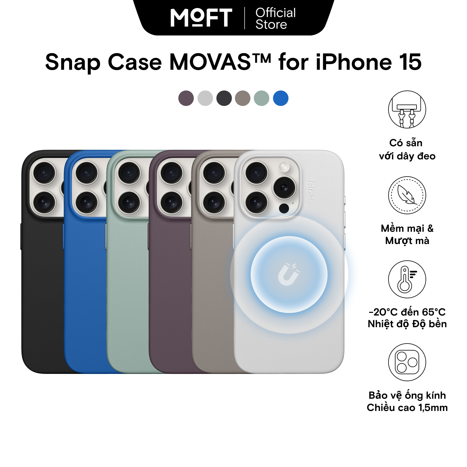 MOFT Snap Phone Case For iPhone 15 Plus Pro Promax MOVAS™ - Magsafe Compatible