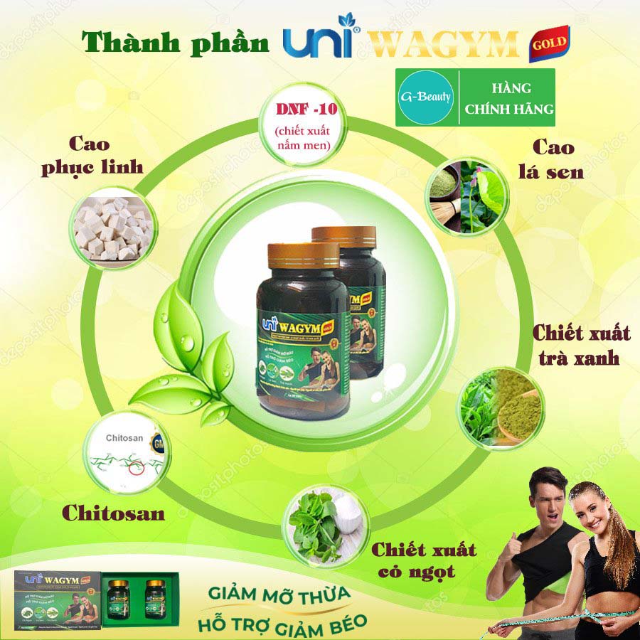 Viên uống giảm cân, giảm cân, giảm mỡ bụng, an toàn hiệu quả với thực phẩm chức năng Uni WAGYM Gold