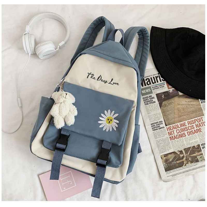 Balo cặp sách học sinh hình hoa cúc phong cách Hàn Quốc siêu cute