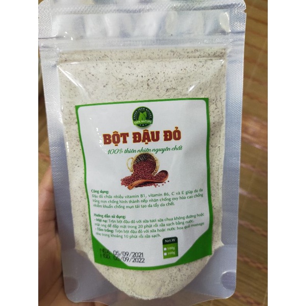 100g bột đậu đỏ hạt nhỏ  nguyên chất đắp mặt nạ ngăn ngừa mụn trắng da - mỹ phẩm handmade