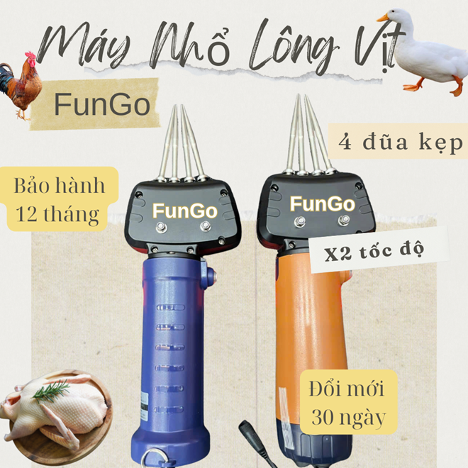  Máy Vặt Lông Vịt Cầm Tay FUNGO Nhập Khẩu Nhật Bản Đa Năng Công Suất 250W Không cuốn da vịt 