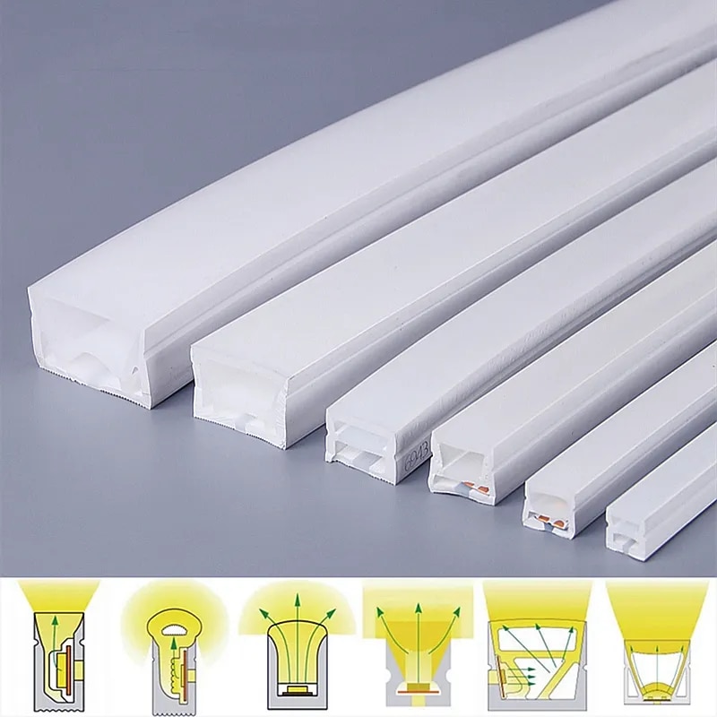 Ống silicon định hình Led uốn dẻo chống nước ánh sáng dịu lắp trần nhà, hắt khe