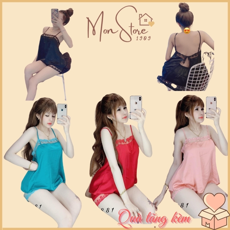 Đồ ngủ, bộ ngủ lụa sexy chất satin Cột Dây, hai dây có điều chỉnh kèm video thật