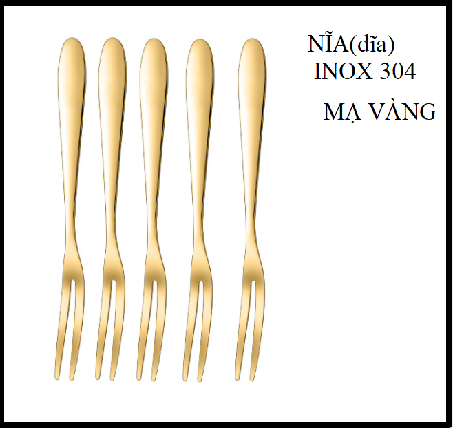 [HCM]Set 5 CHIẾC NĨA Nhỏ (DĨA) INOX 304 VÀNG  (hoặc BAC) SIÊU SANG- Bao Đúng InOX 304 - Nĩa Nhỏ Tráng Miệng.