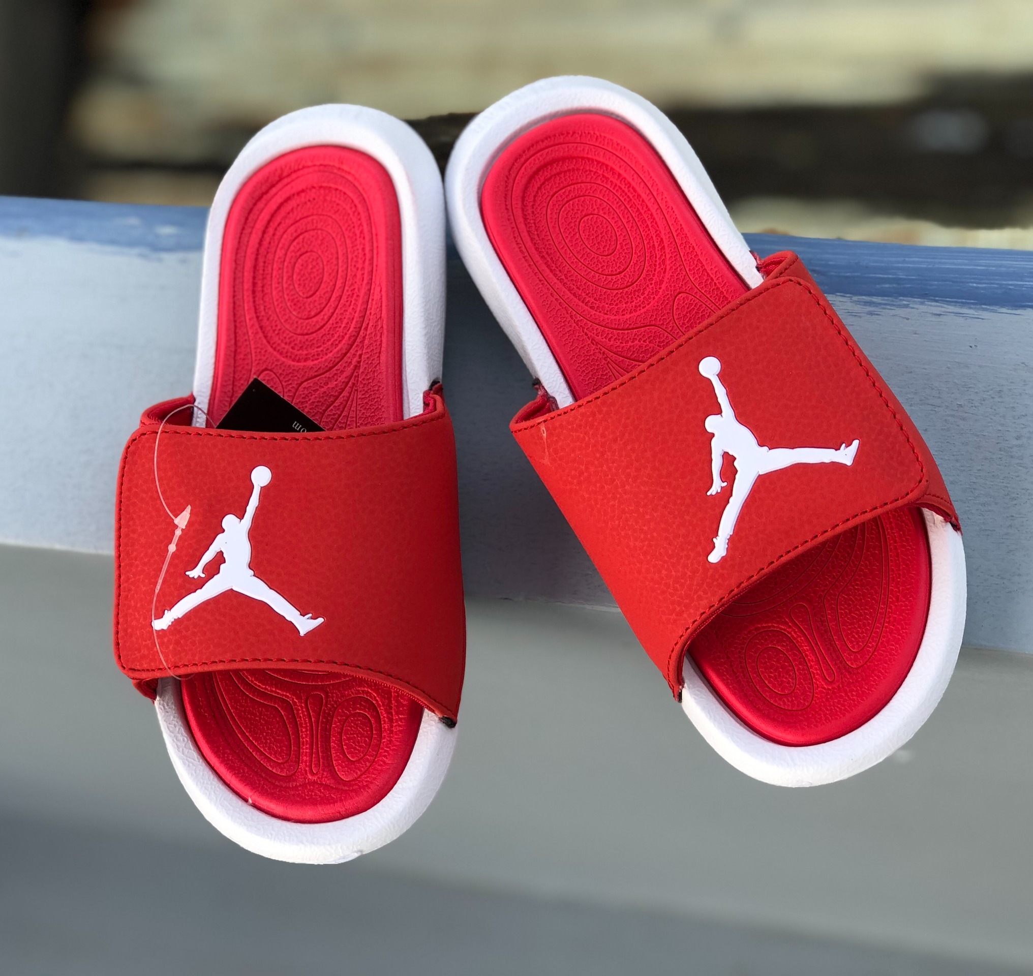 Dép quai ngang nam nữ bóng rổ Jordan hydro  JD6 màu ĐỎ TRẮNG có tem mac đầy đủ - Tặng hộp