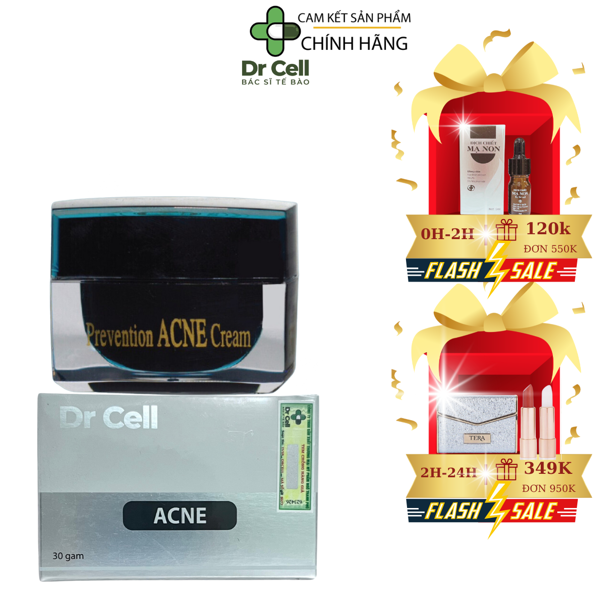 Kem ngăn ngừa mụnAcne Prevention Dr Cell-sạch mụn mờ thâm 30ml