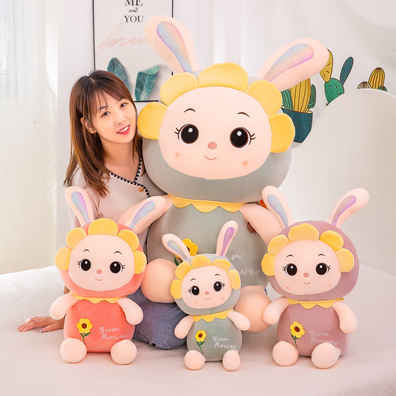 Gấu Bông Thỏ Mặt Hoa Thỏ bông 2 màu Xanh- Hồng 23-40-55cm Bunoo Shop