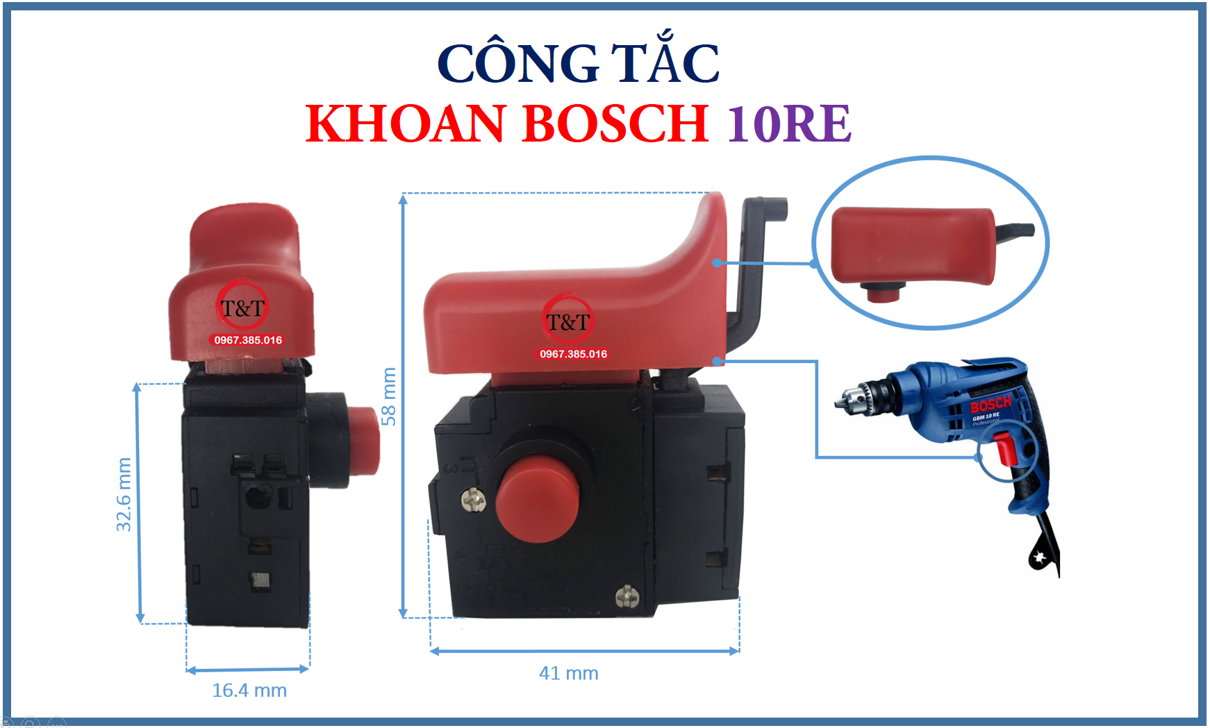 Công tắc khoan bosc h đầu 10 10re, cò khoan 10mm bosc h.