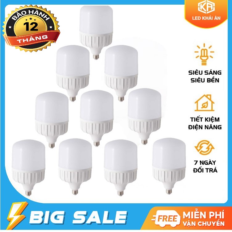  Combo 10 bóng đèn Led 20W 30w 40w 50w cao cấp tiết kiệm năng lượng điện. Bảo hành: 12 Tháng 